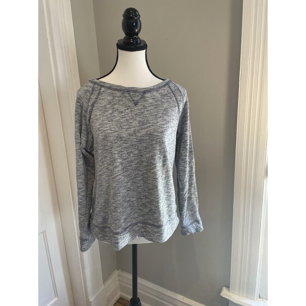 Liz Claiborne Blue Gray Heather Knitted Long Sleeve Pullover Sweatshirt Women L